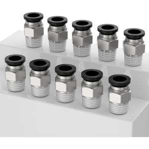 PC1/4"-1/4"NPT Quick Connect Hose Fittings, Air Hose Fittings 1/4 Inch Tube OD x 1/4 Inch NPT, 1/4" NPT Male Pipe Thread, Push to Connect Fitting (Pack of 10)