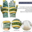 Vintage Classic Skull Cap 3D Embroidery Beanie Cuffed Winter Hat Knit Comes with Warm Gloves Fasion Gifts for Men Women Fans (Green Bay P)