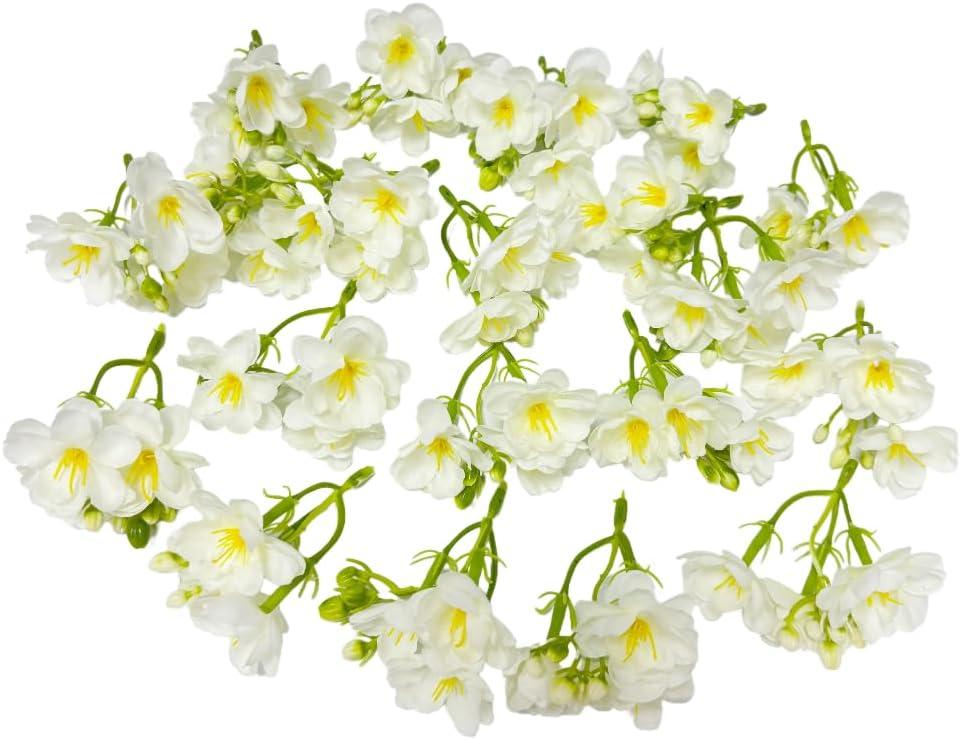 20 Pieces White Artificial Jasmine Flowers Heads,Silk Flowers for Crafts,Fake Flowers Bulk,Jasmine Garland Wreath Making Supplies for Wedding Party Birthday Home Décor (White)