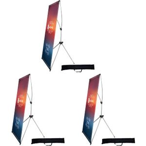 USCNC X Banner Stand Adjustable Fit Banner 23 x 63 to 32 x 78 Inch(STAND ONLY), Portable Travel Bag,Suitable for advertising, stores, exhibitions, restaurants, events, birthday parties, and other occasions (3 Pack)