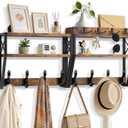 Upgraded 32-inch Coat Rack Wall Mount with Shelf, 4 in 1 Versatile Coat Hanger Key Holder Wall Mount, 3-Tier Entryway Wall Shelf with 12 Hooks and Mail Holder for Living Room Bedroom Bathroom