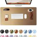 YSAGi Leather Desk Protector, Office Mat, Large Mouse Mat, Non-Slip PU Leather Blotter, Laptop Desk Pad, Waterproof Writing Pad for Office and Home (Bronze, 23.6" x 13.8")