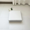 House Of Noa 4x8 " Play Mat, 8 Tiles , 16 Edge Pieces Pebble, Foam Floor Mat Interlocking Puzzle Mat, Home Carpet, Washable Linen Rug for Bedroom (White)