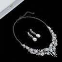 Sureio 4 Pcs Mother of The Bride Gift Wedding Day Crystal Cluster Necklace Earrings Card and Box Mother of The Bride Gifts From Daughter for Mothers Wedding Gifts