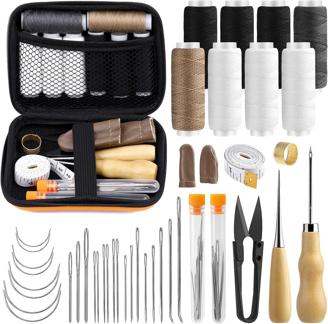 MORFEN Sewing Kit for Adults, 38 Pcs Heavy Duty Sewing Kit, Needle and Thread Kit with Hand Sewing Needles 8 Upholstery Thread, Upholstery Repair Kit for Carpet Canvas DIY Sewing Repair