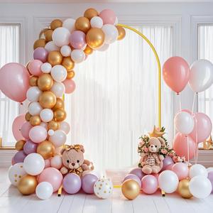 7.2FT Arch Backdrop Stand for Party, Wedding Arch Stand for Ceremony Birthday Party Baby Showers Photo Booth Easy Assembly Supports Flowers Balloons and Decor, Gold