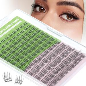 KEYYOU DIY Lash Clusters,120Pcs C Curl False Eyelashes Waterproof Invisible Band, Natural Looking at Home Extensions for Beginners