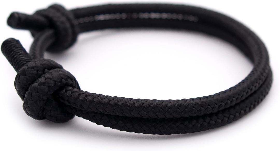 Wind Passion - Rope Bracelet for Men & Women - Adjustable Sailors Knot Paracord Bracelet - Waterproof & Sturdy (Black)