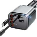 Retractable Car Charger Adapter for iPhone 17,4 in 1 Fast Charging Car Phone Charger,69W USB C Car Truck Accessories,Road Trip Essentials Gift for Men Women for iPhone 17 Pro Max/16/15/14/13/12,Galaxy