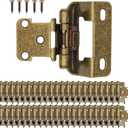 1/2" Overlay Partial Wrap Kitchen Cabinet Hinges, Antique Brass Self Closing Cabinet Hinge for Kitchen Cabinet Doors,50 Pack (25 Pairs)