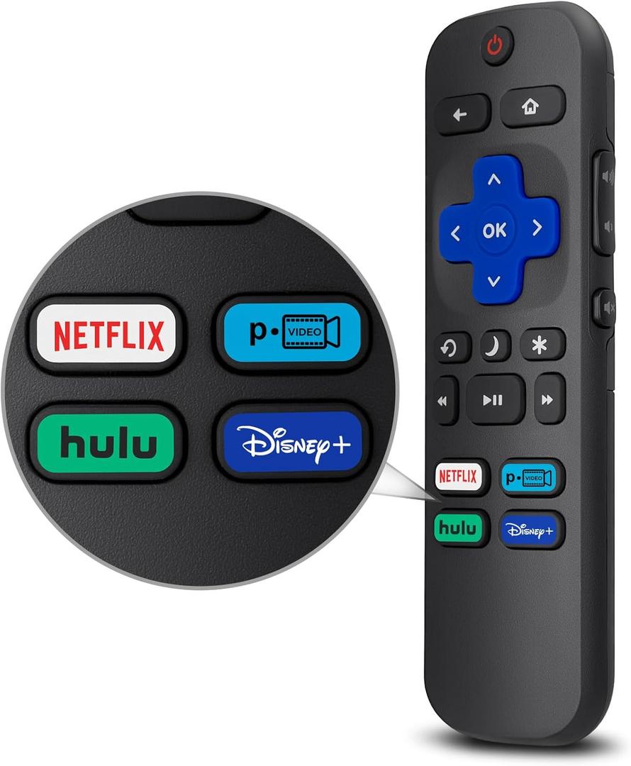 Replacement Remote Control Only for All Roku TV, Compatible for TCL Roku/Hisense Roku/Onn Roku Series Smart TVs (Not for Roku Stick and Box)
