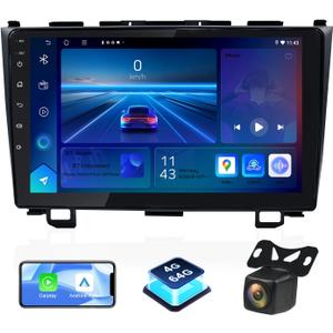 4+64G Car Stereo for Honda CRV 2007-2011 with Carplay Android Auto, 9 Inch Touch Screen Android Radio with Backup Camera, Navigation Head Unit with Bluetooth WiFi Mirror Link FM Radio
