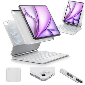 ESR for iPad Air 13 Inch Case Keyboard M4/M3/M2 (2026/2025/2024), Easy-Set Magnetic Stand, Portrait/Landscape Mode, Removable Case with Multi-Touch Trackpad, Rebound 360 Series, White
