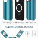 Magnetic Striped Phone Case for iPhone 15, Compatible with MagSafe, Cute Blue Green Aesthetic Stripe Soft TPU and Hard PC Shockproof Protective Phone Cover for Women Girls