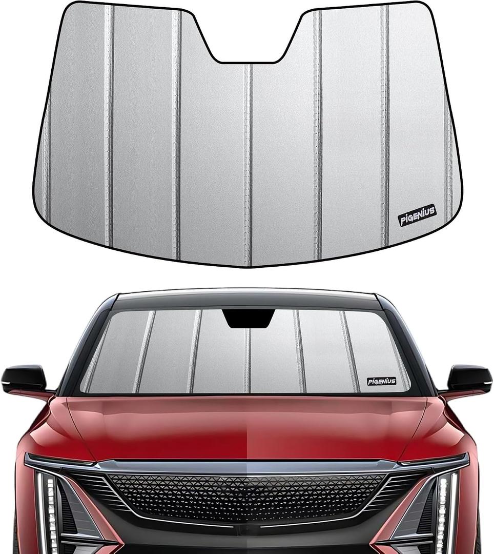 Pigenius Windshield Sunshade for Cadillac Lyriq 2023-2026 (EV / 33" Screen), Premium Grey Leather Finish