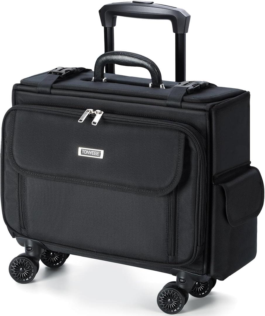 Rolling Laptop Bag 15.6 Inch Water Resistant Rolling Laptop Briefcase on Wheels Computer Bag Laptop Case for Work Travel Business Men Women, Black,New