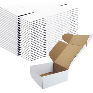 7x7x3 Inches White Shipping Boxes Set of 25Cardboard Boxes Recyclable Corrugated Boxes Mailers for Small Business, Transporting, Packaging Storage Boxes and Craft Gifts Giving Products Box