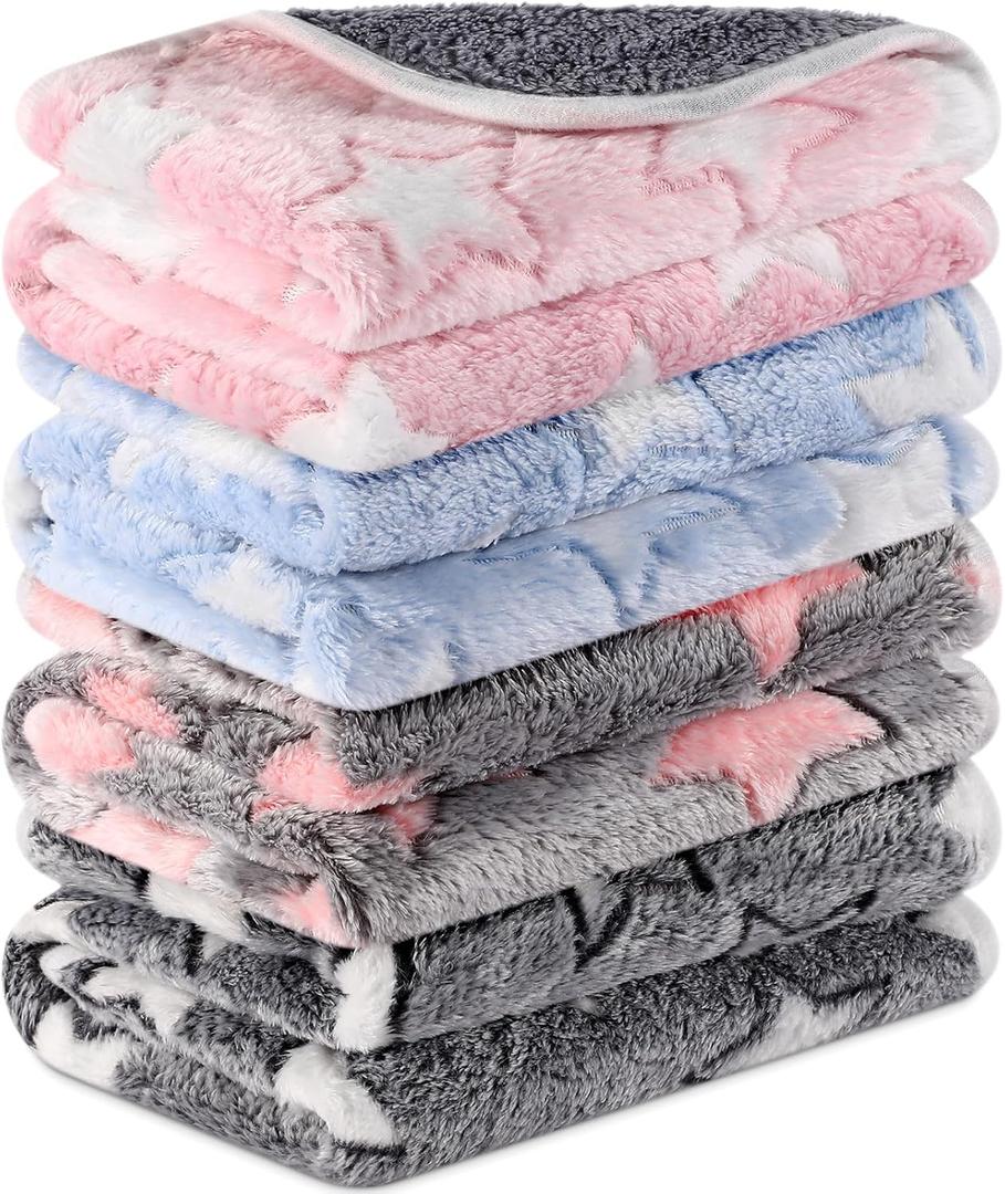 4 Pcs Waterproof Guinea Pig Blankets Washable Small Animal Fleece Bedding Absorbent Guinea Pig Cage Liners Reusable Pet Pee Pad Sleep Mat Pad Cover for Hamster Ferret (Cute Star Pattern,24 x 47 Inch)