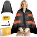 Cordless Heated Blanket  Portable Battery Operated Throw for DeWALT 20V Battery or power Bank,S Rapid Heating,Waterproof,Electric Wearable Heated Shawl for Home,Office,Travel,Camping(NO Battery) (Black and Yellow)