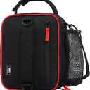 MIER Expandable Lunch Bag Insulated Lunch Box for Men to Work Travel Portable Lunchbox Bags with Shoulder Strap and Water Bottle Holder(Black/Red)
