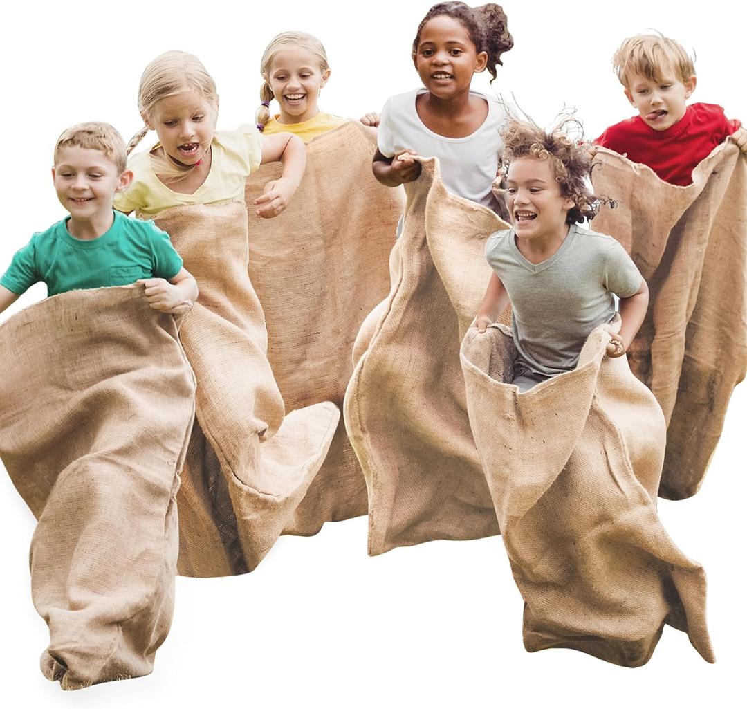 JOYIN 6 Pack Large Burlap Potato Sack Race Bags, 39" x 25" Potato Sacks Racing Bags for Kids & Adults,Outdoor Play, Family Reunion, Outdoor Picnic Party, Outside Yard Lawn Easter Carnival Games