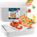 100 Pack 14 Inch Heavy Duty Disposable Food Trays Compostable Large Paper Plates Tray Set Natural Material Biodegradable for Party Serving Crawfish Lobster Crab BBQ Holiday Feast Seafood Supplies