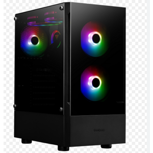 GAMDIAS Talos E3 Micro-ATX Tower Computer Case with Tempered Glass, Gaming M-ATX PC Case with 3X 120mm ARGB Fans, Support Up to 9X Fans Airflow, 360mm AIO/Radiator, 400mm GPU/VGA, 165mm CPU Cooler, 160mm PSU