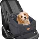 Dog Car Seat with Loops Dog Booster Seat for All Seasons, Anti Slip Bottom Pet Travel Bed with Thick Pets Sofa Cushion and Storage Pockets for Small PetsBlack