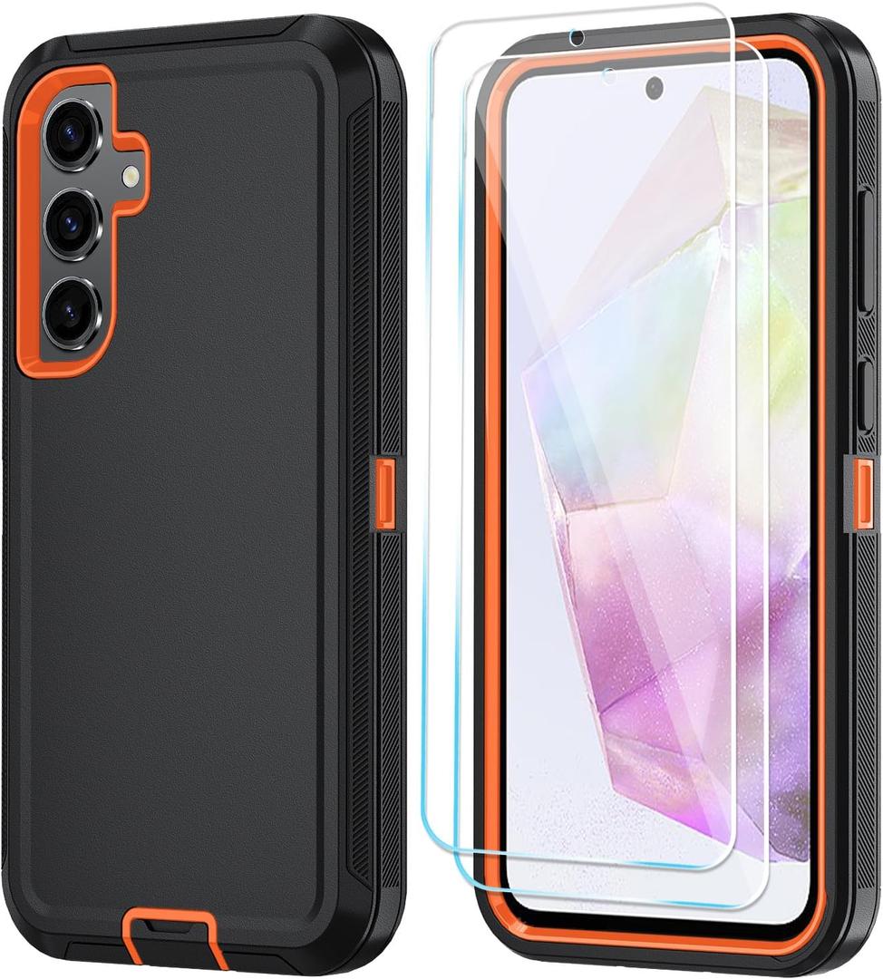 ONOLA Compatible with Samsung Galaxy S26 Case with HD Screen Protector, Heavy Duty Shockproof & Dropproof 3-Layer Cover Phone Case for Galaxy S26 6.3''BlackOrange