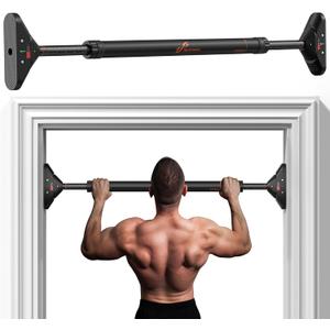 Sportneer Pull Up Bar: Strength Training Chin up Bar No Screws - Adjustable 29.5''-37''(75-94cm) Width Locking Mechanism Pull up Bar for Doorway - Max Load 440lbs for Home Gym Upper Body Workout, Non-slip