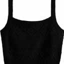 SweatyRocks Women's Sleeveless Solid Knit Straps Crop Tank Tops (Black), Large