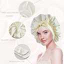 Large Polyester Bonnet for Sleeping Women Curly Hair Bonnet with Elastic Tie Band Hair Wrap Sleep Cap Adjustable Night Cap (Ivory)