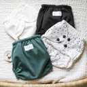 Esembly Cloth Diaper Cover - Reusable Swim Diaper, Waterproof, Breathable - Adjustable Outer Layer Over Absorbent Inner for Blowout Protection - Parchment, Size 1 (7-17lbs)