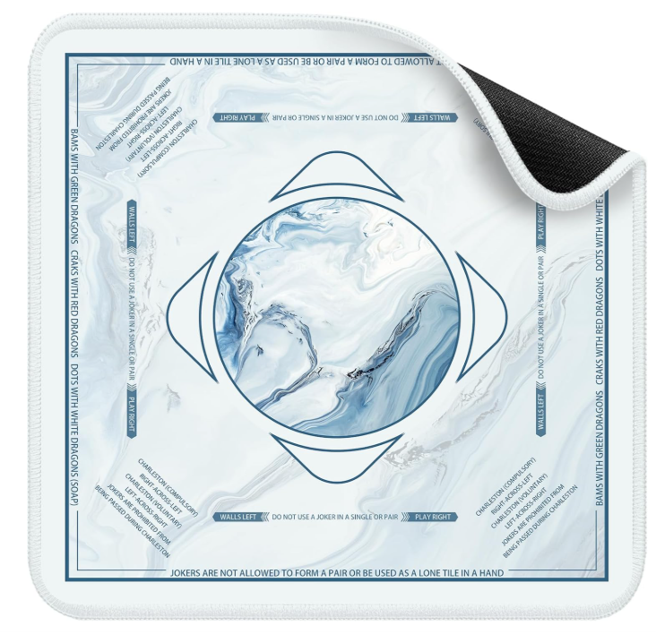 Deyimmei Mahjong Mat for Table - Non-Slip Mahjong Table Cover with Storage Pockets, Perfect Mahjong Accessories & Gifts for Women, Men, and Mahjong Enthusiasts (Ocean's Embrace)