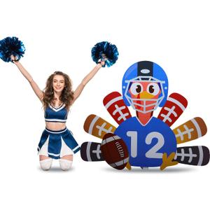 Chunful 4 ft Thanksgiving Football Turkey Cardboard Cutout Stand up Life Size Fall Autumn Harvest Thanksgiving Sport Theme Party Outdoor Decoration Backdrop Photo Props Turkey Standup for Party Supply