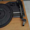 Vinyl Record Player Bluetooth Turntable with Built in Stereo Speakers Belt Drive 3 Speeds Vintage Turntables for Vinyl Records Support RCA Output, Aux in, Auto Stop, Light Walnut