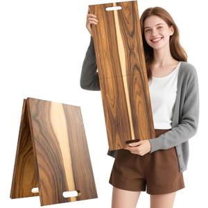 Acacia Wood Boards - Extra Large Charcuterie Board, Oversized 36 x 12 Inch Wood Serving Platter with Handles, Foldable Long Wooden Tray for Parties, Grazing & Appetizers