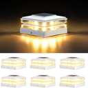 EXCMARK 4x4 Solar Post Cap Lights Outdoor Waterproof 6 Pack Fence Deck Post Lights with High-Brightness LEDs, Dual Light Modes Warm White & Cool White. (Classic White, 6)