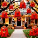 2 x 12 Pcs Large Halloween Leaf Bags Biohazard Halloween Decorations Halloween Trash Bags for Leaves Plastic Yard Lawn Waste Bags Scientist Biohazard Bags Outdoor Biohazard Zombie Party Decorations (Red)