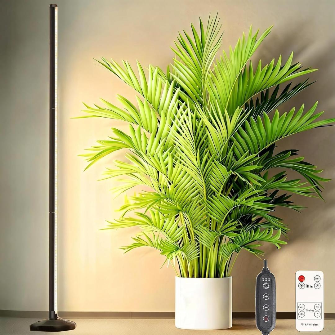 65 Inch Vertical Grow Lights for Indoor Plants: 48W, 6000K, 336 LEDs Full Spectrum LED Standing Plant Lights with Timer and 10 Level Dimmable Plant Growing Lamp for Greenhouse with Hanging Accessory