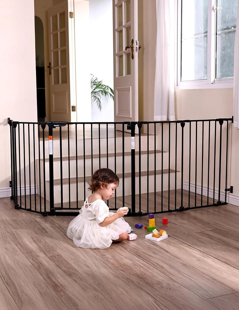 Babelio 104" Extra Wide Baby Gate, AdaptiZone, 5 Metal Panels, Black