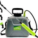 1.35 Gallon Battery Powered Sprayer, Covers 3,000 Sq Ft per Tank – Electric Sprayer with 3 Interchangeable Nozzles, Adjustable Shoulder Strap for Lawn, Garden, Weed Control – Gray