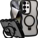 Designed for Samsung Galaxy S25 Ultra Case with Stand,Magnetic,Compatible with MagSafe,Easy to Grip,Comfortable Feel,Anti Fall,Anti Scratch,for Men Women,Black