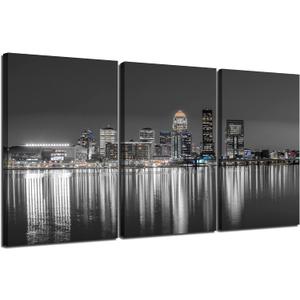 Louisville Wall Art Kentucky Skyline Wall Decor(54x30 inches), 54L" x 30W"
