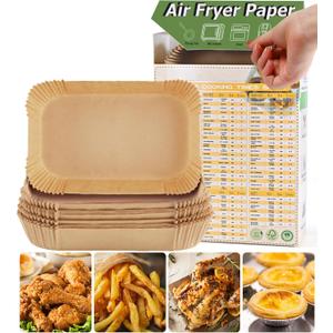 Air Fryer Disposable Paper Liners for Ninja Foodi DZ201 DZ401 FG551, 125 Pcs Rectanglar Parchment Cooking Oilproof Liner for Airfryer, Microwave Oven, Frying Pan, Fryers Filters Sheets Baking Basket