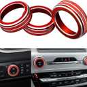 for Ford Explorer Accessories Car Button Cover for Audio Headlight Knobs 2020 2021 2022 2023 2024 Aluminum Alloy Knob Trim Red 3 Pcs