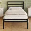 Lutown-Teen Twin XL Bed Frame with Headboard and Footboard, 12 Inch Classic Metal Platform Twin XL Platform Bed Frame, No Box Spring Needed, Easy Assembly, Noise Free, Black