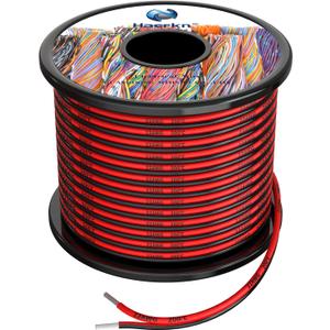 22 awg Silicone Electrical Wire 2 Conductor Parallel Wire line 200ft [Black 100ft Red 100ft] 22 Gauge Soft and Flexible Hook Up Oxygen Free Stranded Tinned Copper Wire