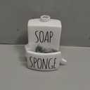 Ceramic Dish soap Dispenser with Sponge Holder Hand and Dish Soap Dispenser Set for Kitchen 2-in-1 Countertop Soap Pump Dispenser for Kitchen Sink, Useful Kitchen Gadgets - Modern Farmhouse White