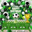 Soccer Party Decorations, 122Pcs Soccer Birthday Party Decorations Supplies with Latex Balloons Happy Birthday Banner Tablecloth Birthday Decorations for Boys Men